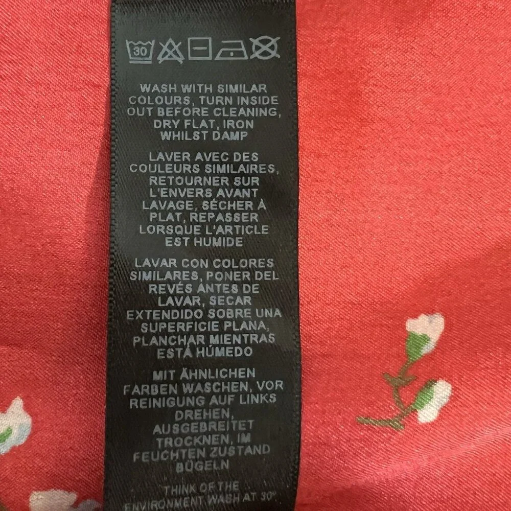 asos Women’s Top Size 2 Red Floral Blouse Long Sleeve Open Back Christmas - Picture 13 of 13